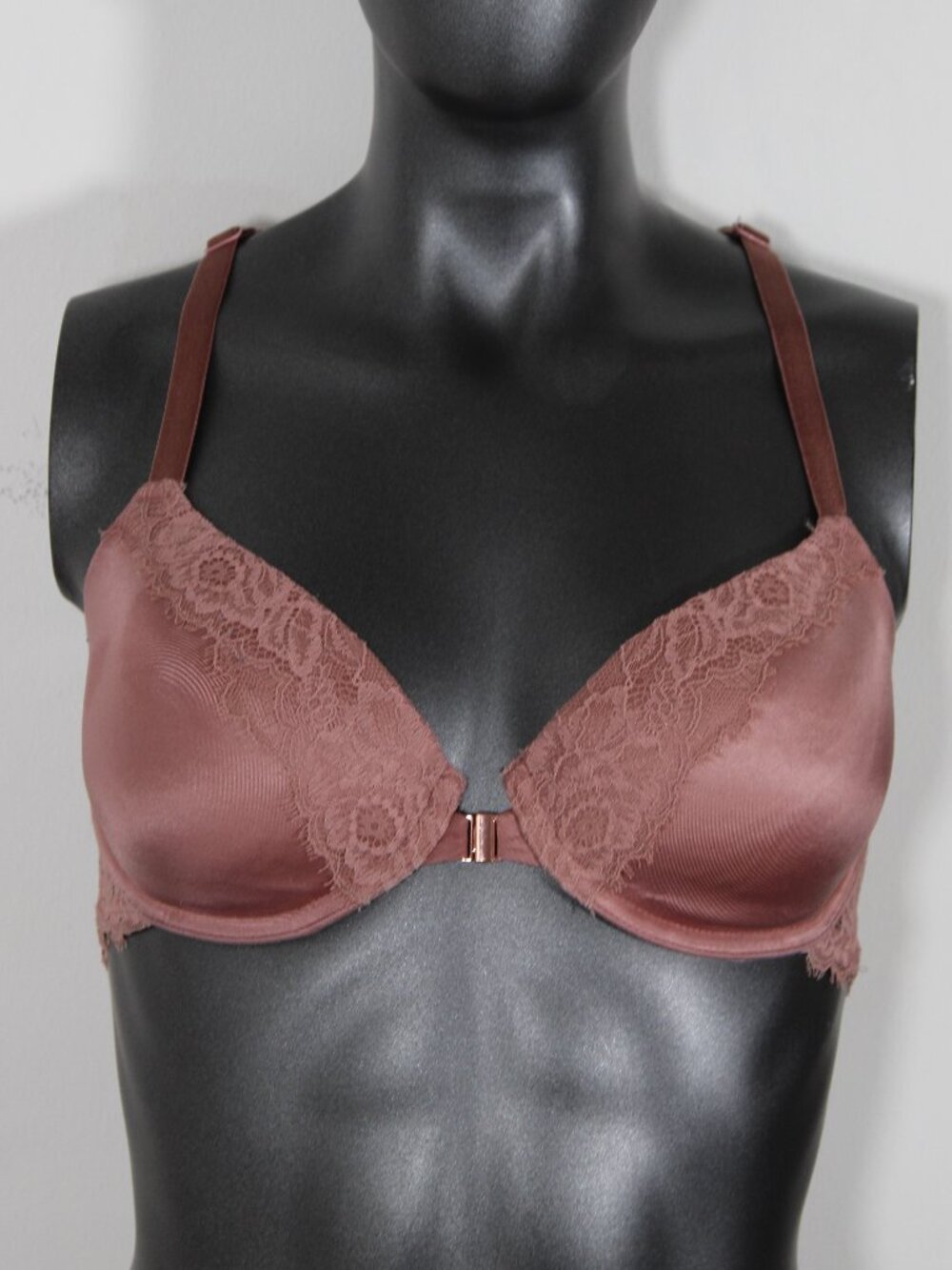 Auden Lace Front-Close Push-Up Plunge Bra - Mauve Pink (34C)
